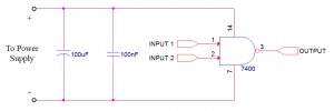 coupling and decoupling capacitor circuit