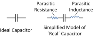 simplified model of capacitor with parasitic effects